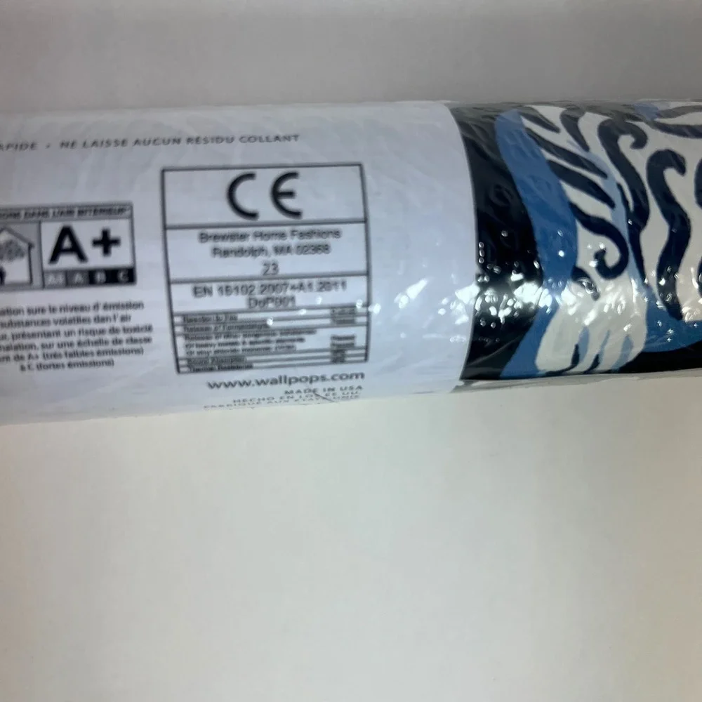 Printfresh x NuWallpaper Navy Blue Tiger Peel and Stick Wallpaper PFS6106 18ft